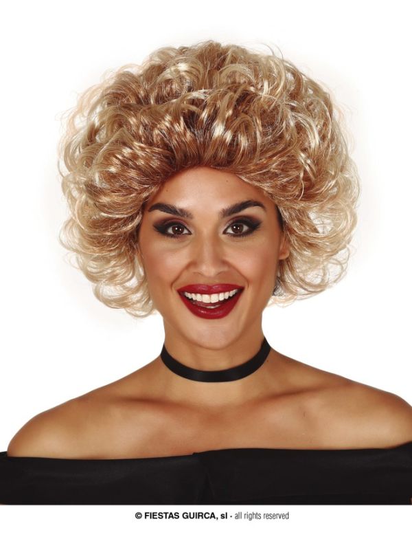 Peluca melena rubia rock