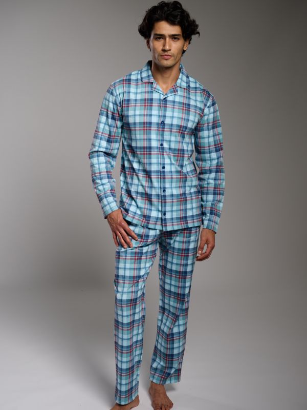 Pijama hombre camisero algodón cuadros