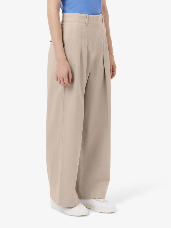 Pantalón Chino de Corte Amplio de Tela de Gabardina Elástica