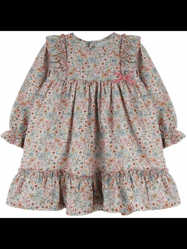 Vestido niña estampado flores rosa