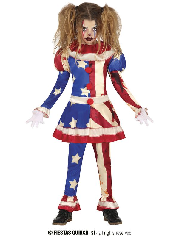 Disfraz de Patriot Clown para niña