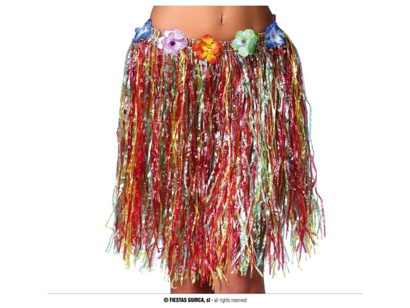 Falda hawaiana multicolor corta