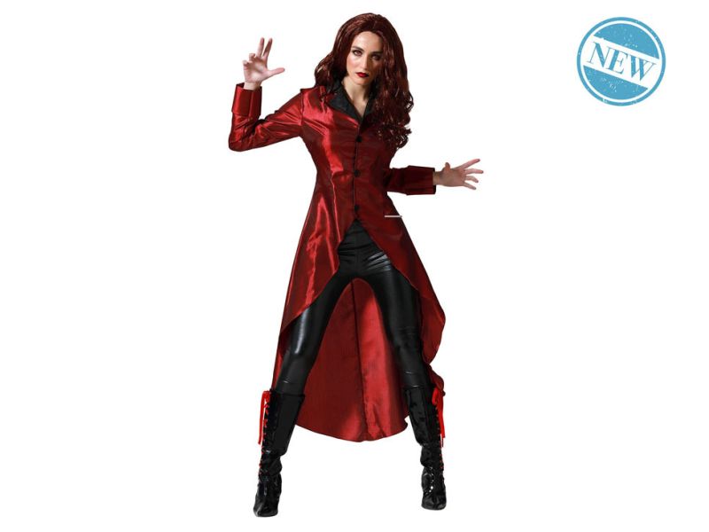 Disfraz de héroe mujer rojo