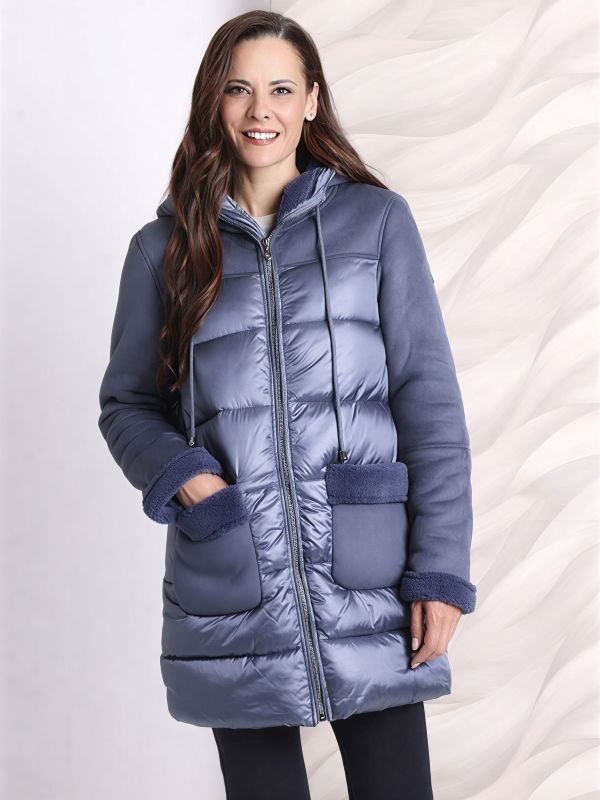 Abrigo Largo Acolchado Efecto Satinado