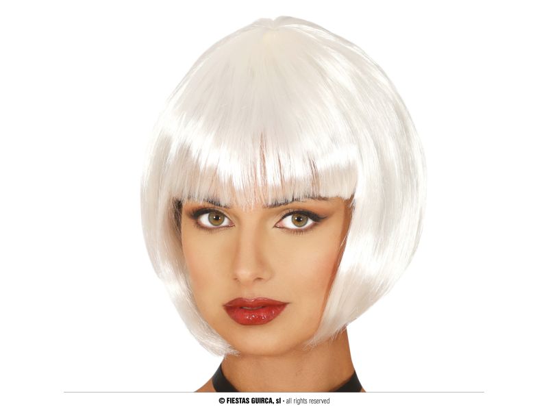 Peluca media melena blanca