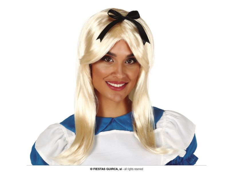 Peluca rubia con lazo