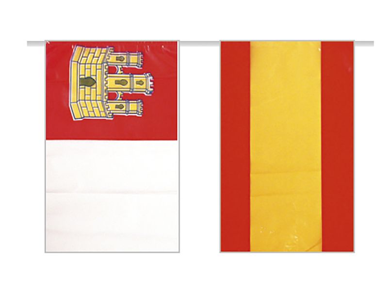 Bandera de plástico de España con Castilla la Mancha