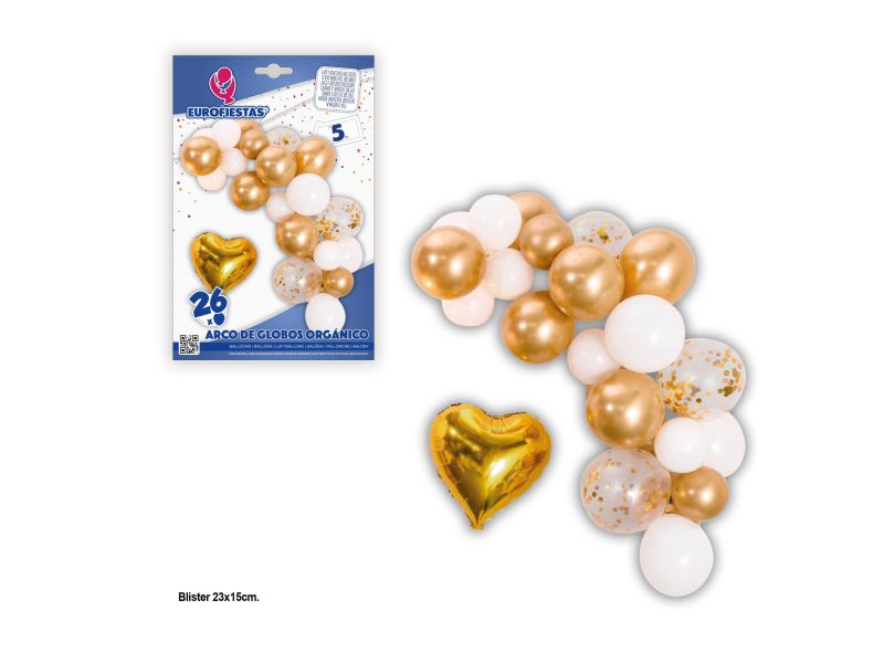 Arco de globo blanco oro con corazon