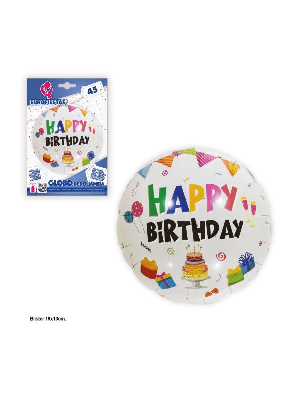 Globo Foil Feliz cumpleaños Blanco