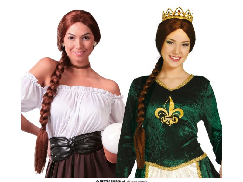 Peluca trenza castaña