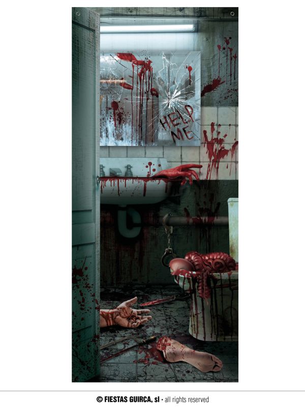 Decoración puerta baño sangriento
