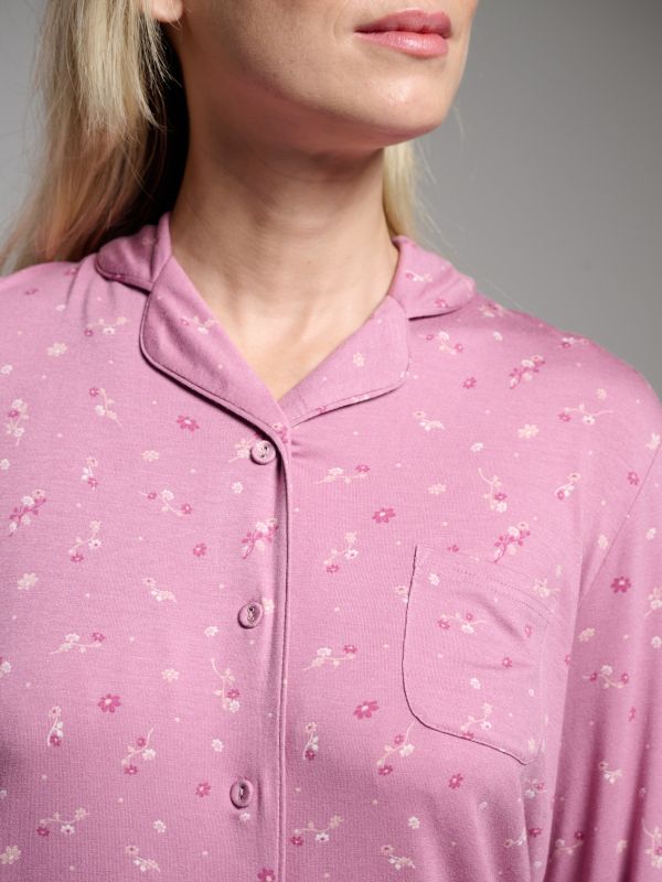 Pijama mujer camisero rosa