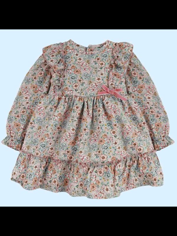 Vestido niña estampado flores rosa