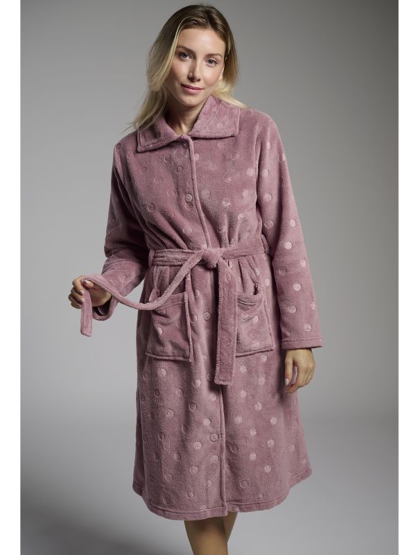 Bata midi mujer rosa lunares