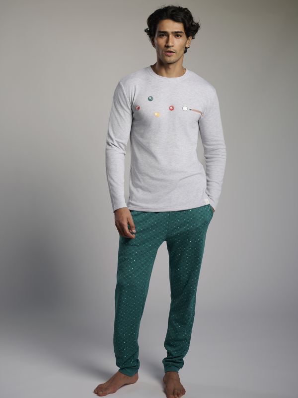 Pijama hombre afelpado estampado billar