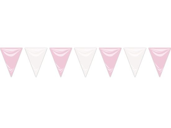 Bolsa de gallardete rosa bebe y blanco de 25 metros