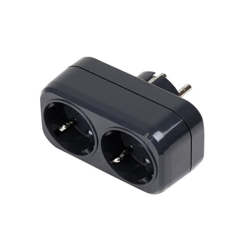 Mirka Adaptador eléctrico 2 tomas 230V EU. Negro