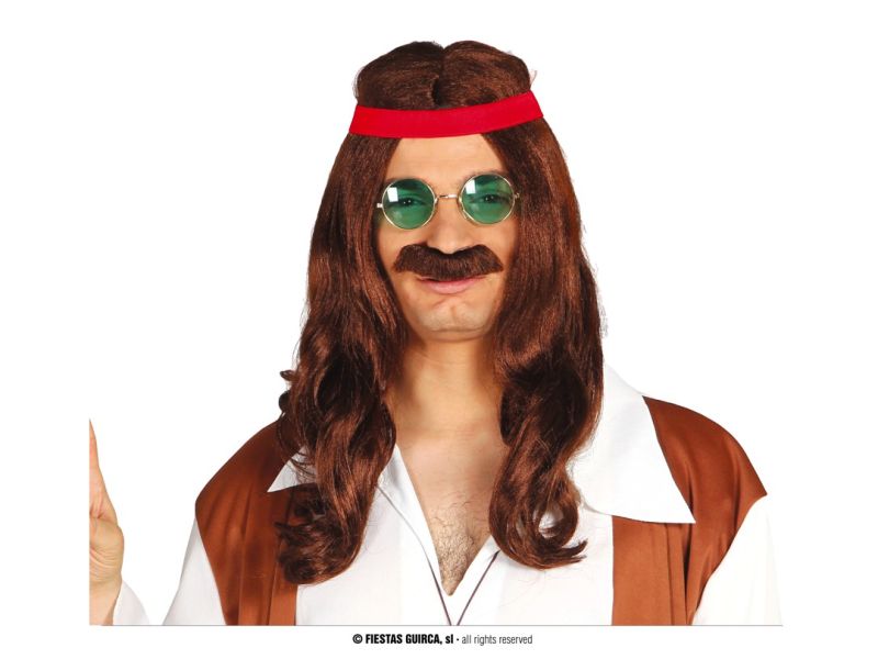 Peluca hippie con bigote