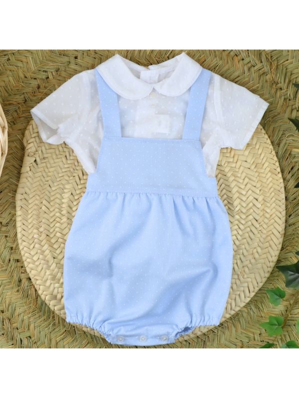 Conjunto bebe peto blusa cielo