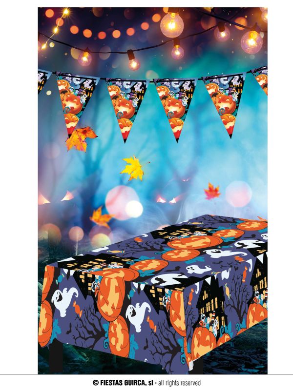 Mantel calabazas para Halloween.