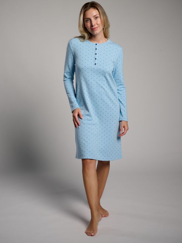 Camisón afelpado mujer estampado lunares azul