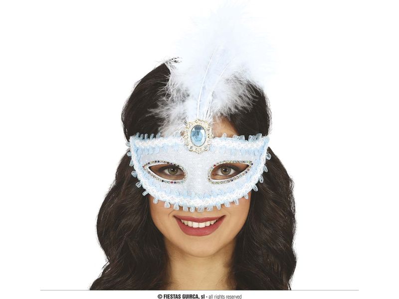 Antifaz Azul con Plumas