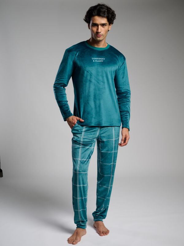 Pijama hombre spandex pantalón cuadros