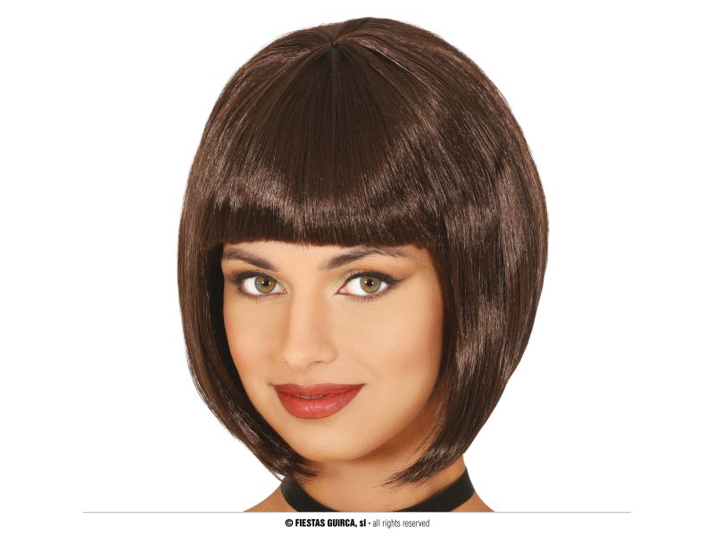 Peluca media melena castaña 