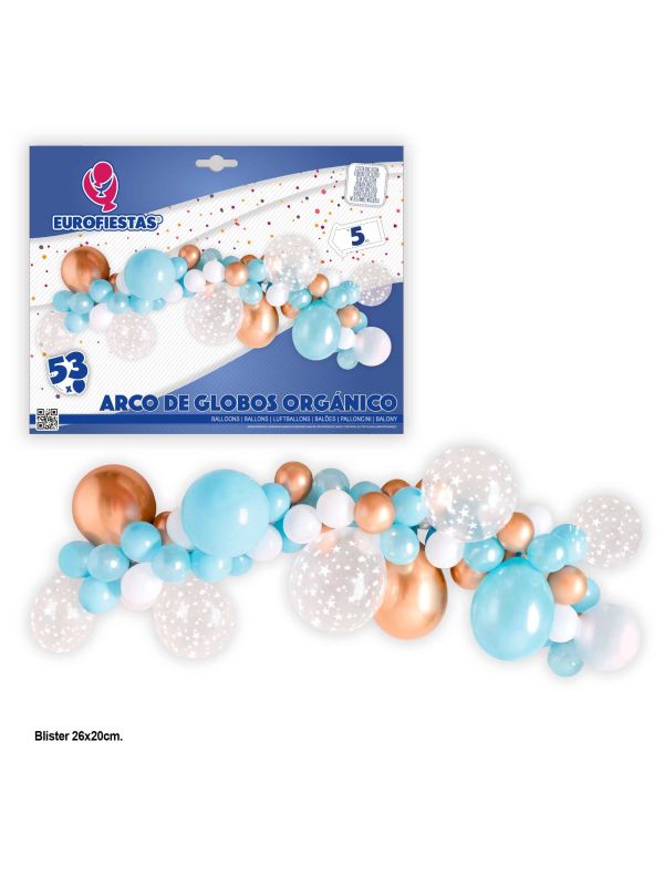 ARCO DE GLOBOS AZUL Y ORO