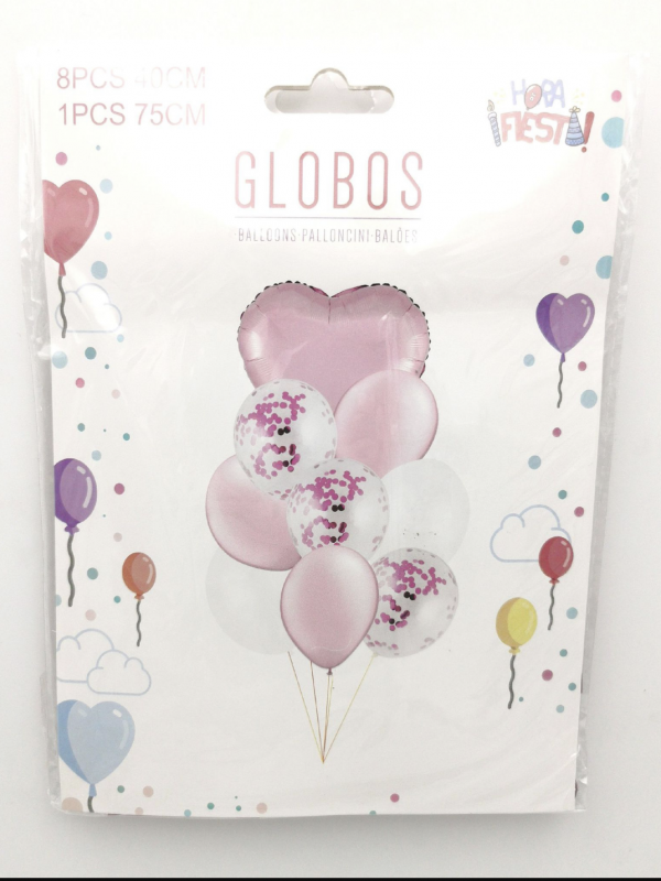 Conjunto de Globos Corazón Rosa