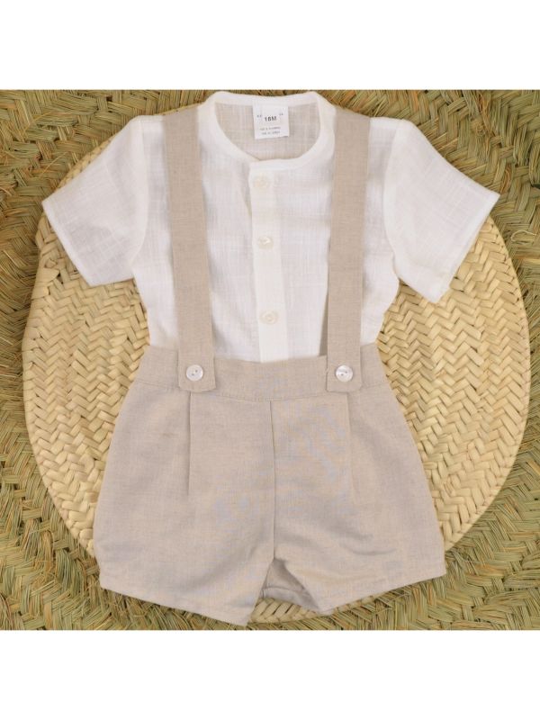 Conjunto bebe peto bambula lino