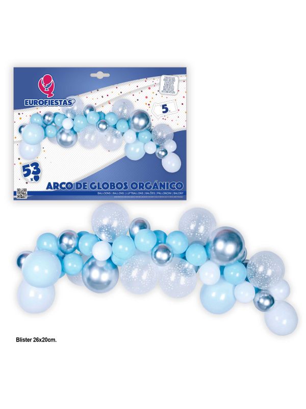 ARCO DE GLOBOS AZUL Y PLATA