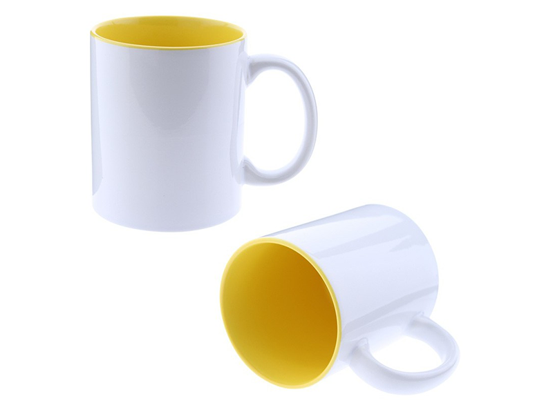 TAZA BICOLOR PERSONALIZADA AMARILLA-BLANCA