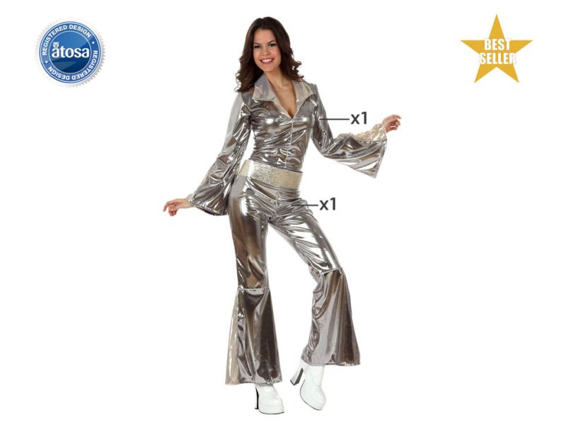 Disfraz Chica Disco plata