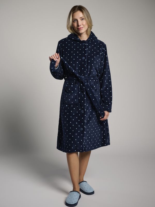 Bata midi coralina estampado lunar marino