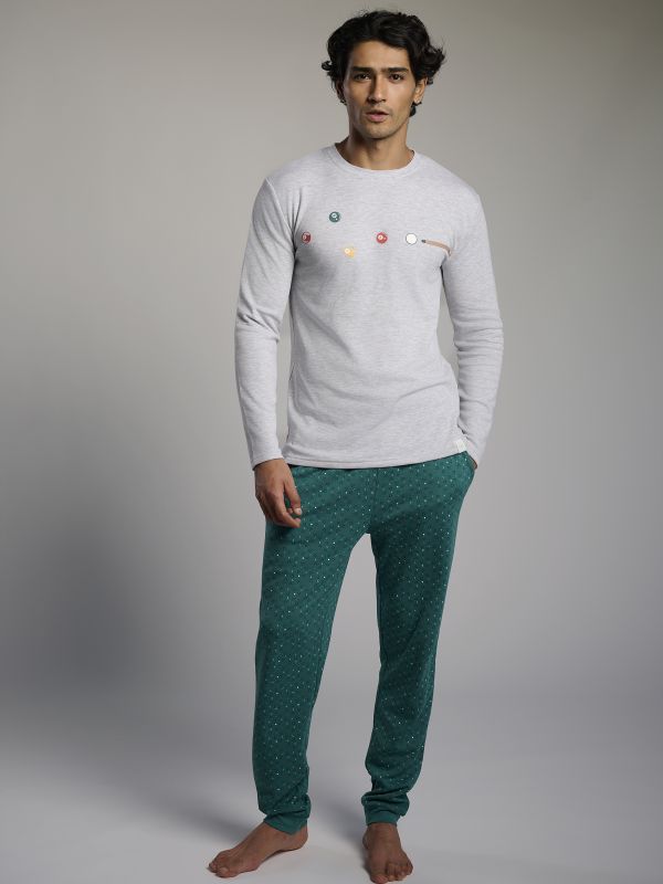 Pijama hombre afelpado estampado billar