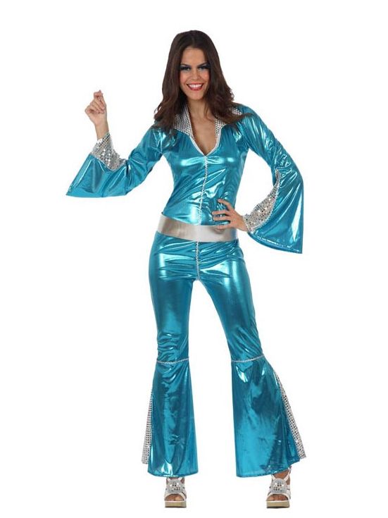Disfraz chica disco azul